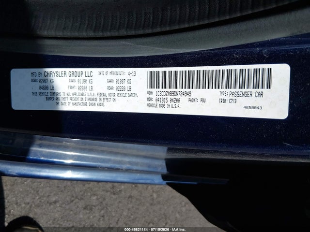 45621184 :رقم المزاد ، 1C3CDZAB9DN724949 vin ، 2013 Dodge Avenger Se مزاد بيع