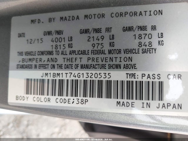 Продажа на аукционе авто 2016 Mazda Mazda3 I Sport, vin: JM1BM1T74G1320535, номер лота: 45621186