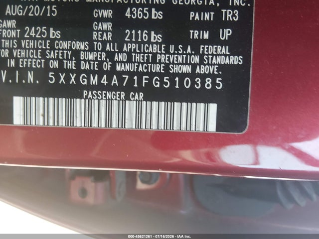 Aukcja sprzedaży 2015 Kia Optima Lx, vin: 5XXGM4A71FG510385, numer aukcji: 45621261