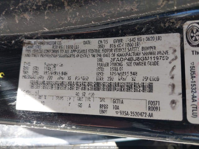 3FADP4BJ8GM119759 Ford FIESTA SE