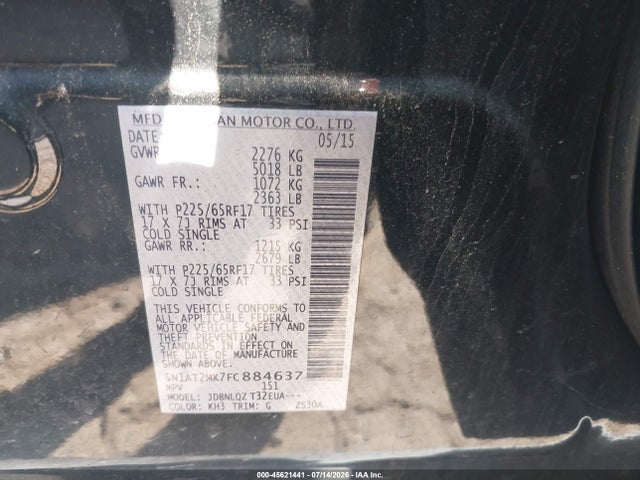 Aukcja sprzedaży 2015 Nissan Rogue Sv, vin: 5N1AT2MK7FC884637, numer aukcji: 45621441