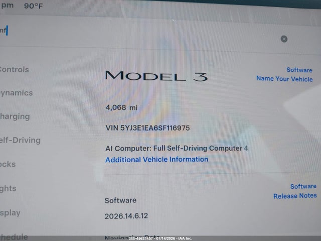 Продаж на аукціоні авто 2025 Tesla Model 3 Long Range Rear-wheel Drive/standard Rear-wheel Drive, vin: 5YJ3E1EA6SF116975, номер лоту: 45621457