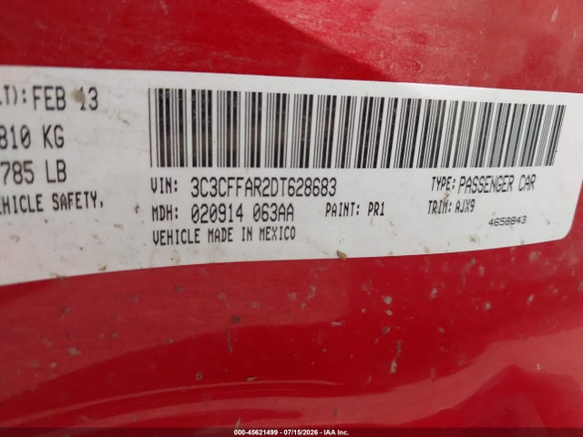 Auction sale of the 2013 Fiat 500 Pop, vin: 3C3CFFAR2DT628683, lot number: 45621499