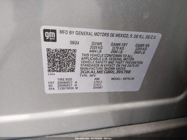 2024 Gmc Terrain Fwd Sle მანქანა იყიდება აუქციონზე, vin: 3GKALMEG8RL395798, აუქციონის ნომერი: 45621504