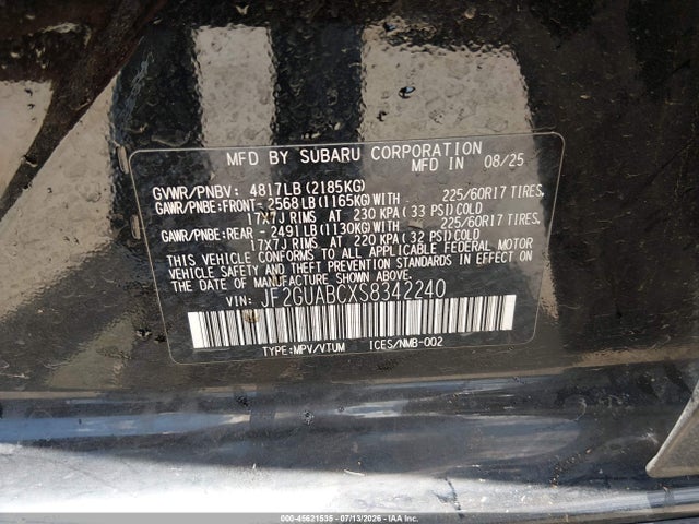 Subaru Crosstrek 2025 JF2GUABCXS8342240 Image 9