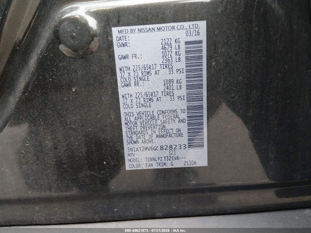 Nissan ROGUE S 2016 5N1AT2MV6GC828233 Image 9