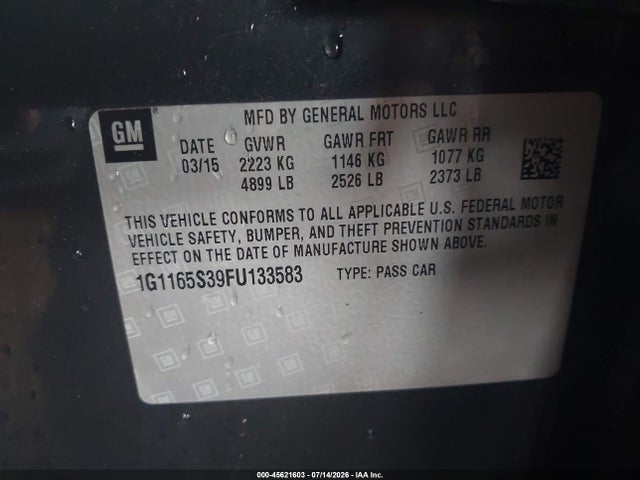 Chevrolet IMPALA 2LZ 2015 1G1165S39FU133583 Image 9