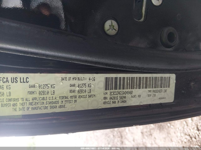 Продаж на аукціоні авто 2016 Dodge Challenger Sxt, vin: 2C3CDZAG1GH245482, номер лоту: 45621681