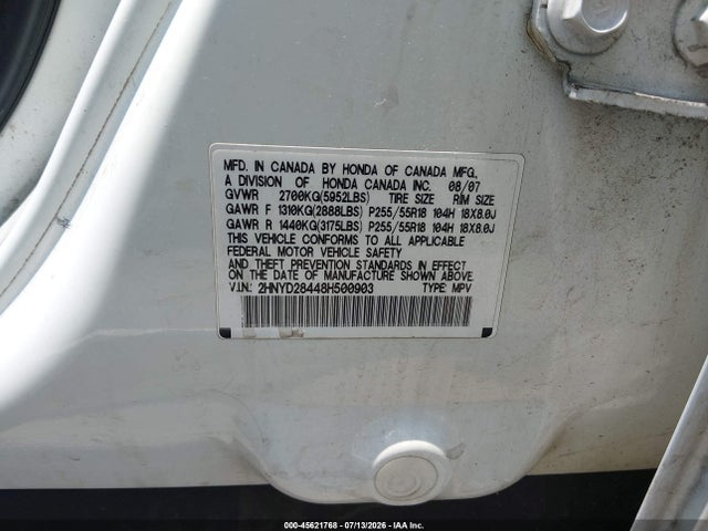 Продаж на аукціоні авто 2008 Acura Mdx Technology Package, vin: 2HNYD28448H500903, номер лоту: 45621768