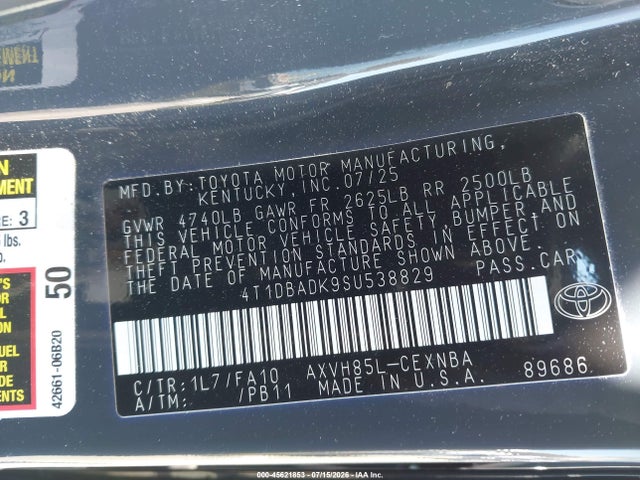 Toyota CAMRY LE 2025 4T1DBADK9SU538829 Image 9
