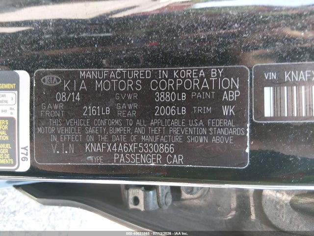 Auction sale of the 2015 Kia Forte Lx, vin: KNAFX4A6XF5330866, lot number: 45621865