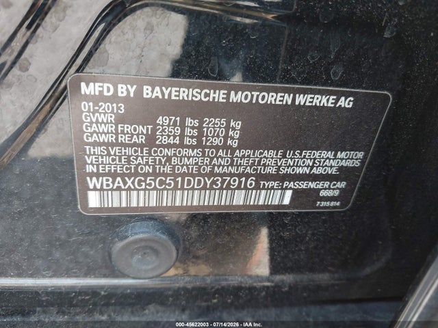 Продажа на аукционе авто 2013 Bmw 528i, vin: WBAXG5C51DDY37916, номер лота: 45622003