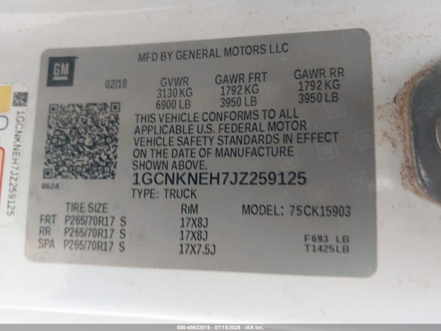Chevrolet Silverado 1500 Wt 2018 1GCNKNEH7JZ259125 Image 9
