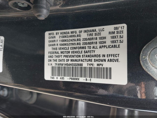 Honda CR-V EX 2017 7FARW1H54HE032690 Image 9