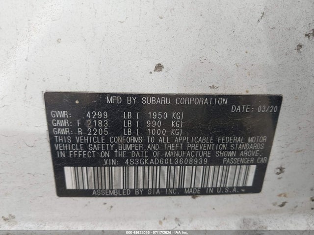 Subaru Impreza Premium 2020 4S3GKAD60L3608939 Image 9