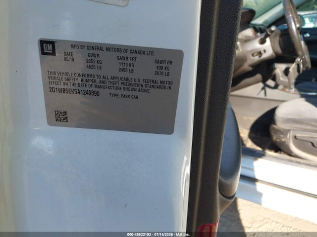45622193 :رقم المزاد ، 2G1WB5EK5A1249890 vin ، 2010 Chevrolet Impala Lt مزاد بيع