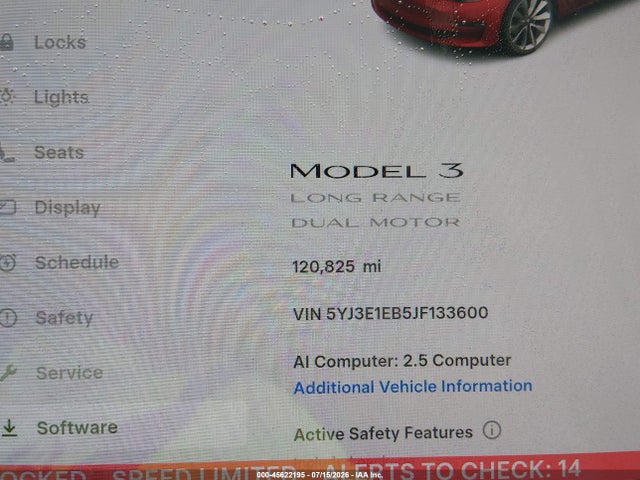2018 Tesla Model 3 Long Range/performance მანქანა იყიდება აუქციონზე, vin: 5YJ3E1EB5JF133600, აუქციონის ნომერი: 45622195