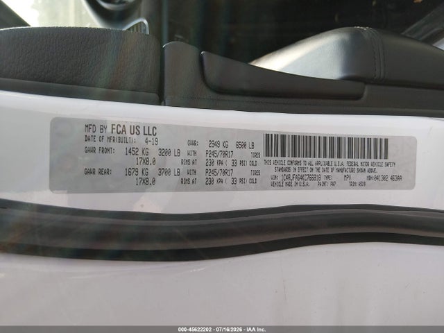 Продажа на аукционе авто 2019 Jeep Grand Cherokee Laredo E 4x4, vin: 1C4RJFAG4KC766818, номер лота: 45622202