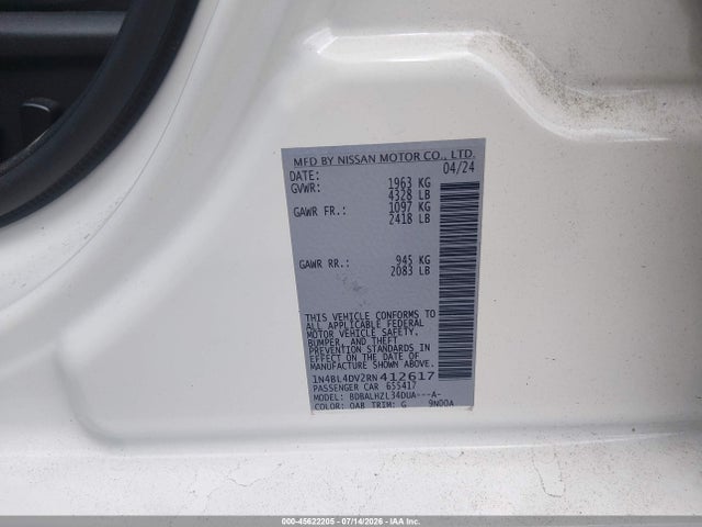 1N4BL4DV2RN412617 Nissan Altima Sv Fwd