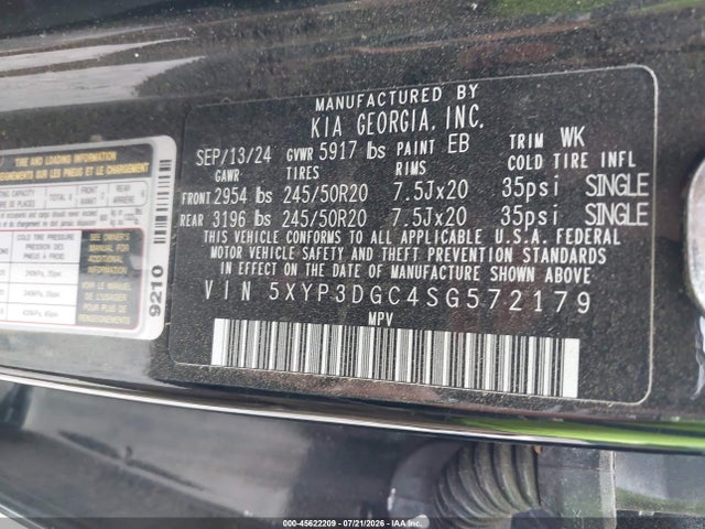 Продаж на аукціоні авто 2025 Kia Telluride Ex, vin: 5XYP3DGC4SG572179, номер лоту: 45622209