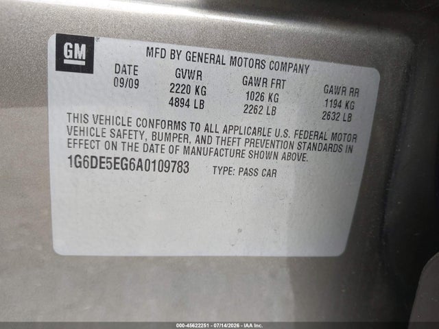 Aukcja sprzedaży 2010 Cadillac Cts Luxury, vin: 1G6DE5EG6A0109783, numer aukcji: 45622251