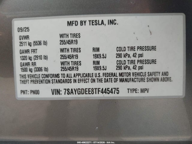 Продажа на аукционе авто 2026 Tesla Model Y All-wheel Drive/long Range Launch Series/premium All-wheel Drive, vin: 7SAYGDEE8TF445475, номер лота: 45622271