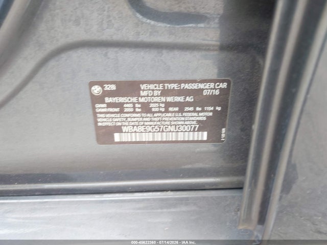 Продажа на аукционе авто 2016 Bmw 328i, vin: WBA8E9G57GNU30077, номер лота: 45622360