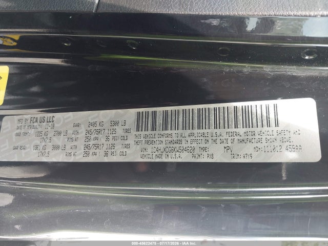 Продаж на аукціоні авто 2019 Jeep Wrangler Unlimited Sport S 4x4, vin: 1C4HJXDG6KW504620, номер лоту: 45622475
