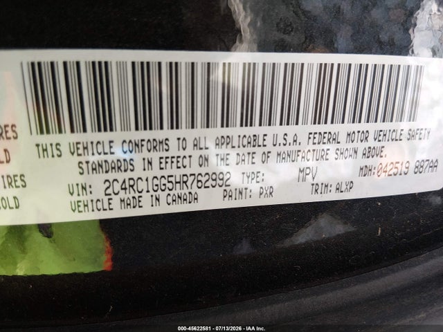 2C4RC1GG5HR762992 Chrysler Pacifica Limited