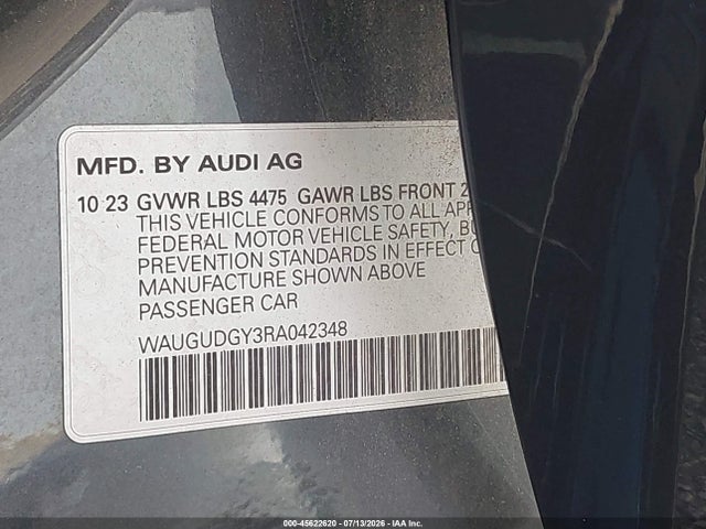 Aukcja sprzedaży 2024 Audi A3 Premium 40 Tfsi Quattro S Tronic, vin: WAUGUDGY3RA042348, numer aukcji: 45622620