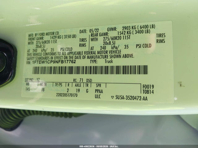 Ford F-150 Xl 2022 1FTEW1CP9NFB17762 Image 9