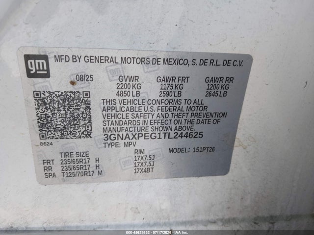Chevrolet Equinox Awd Lt 2026 3GNAXPEG1TL244625 Image 9