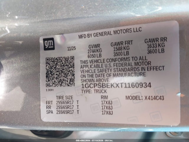 Chevrolet Colorado Wt 2026 1GCPSBEKXT1160934 Image 9