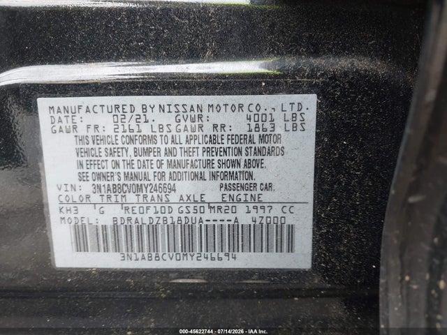 Продажа на аукционе авто 2021 Nissan Sentra Sv Xtronic Cvt, vin: 3N1AB8CV0MY246694, номер лота: 45622744