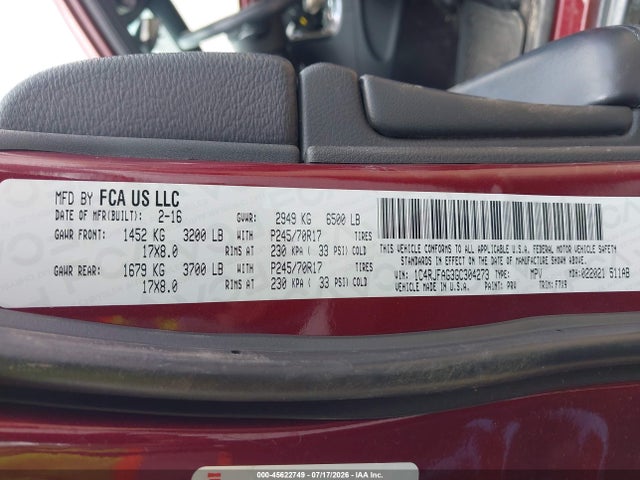 Auction sale of the 2016 Jeep Grand Cherokee Laredo, vin: 1C4RJFAG3GC304273, lot number: 45622749