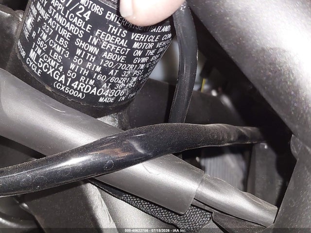 45622756 :رقم المزاد ، ML5CXGA14RDA04306 vin ، 2024 Kawasaki Cx500 مزاد بيع