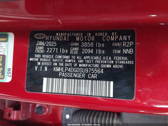 Продаж на аукціоні авто 2025 Hyundai Elantra Limited, vin: KMHLP4DG0SU975564, номер лоту: 45622808