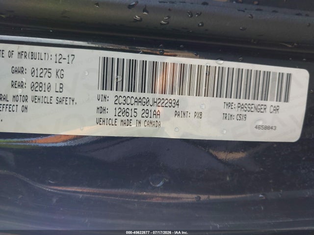 Aukcja sprzedaży 2018 Chrysler 300 Touring, vin: 2C3CCAAG0JH222934, numer aukcji: 45622877