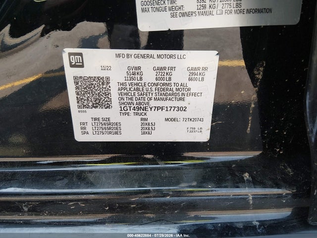 Продажа на аукционе авто 2023 Gmc Sierra 2500hd, vin: 1GT49NEY7PF177302, номер лота: 45622884