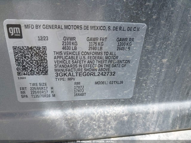 Aukcja sprzedaży 2024 Gmc Terrain Awd Sle, vin: 3GKALTEG0RL242732, numer aukcji: 45622903