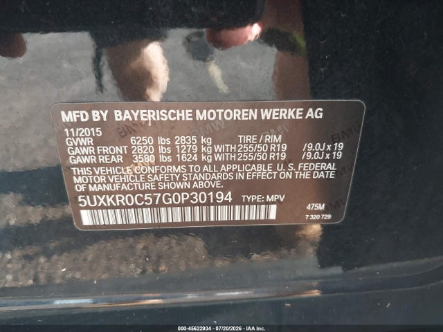 Продаж на аукціоні авто 2016 Bmw X5 Xdrive35i, vin: 5UXKR0C57G0P30194, номер лоту: 45622934