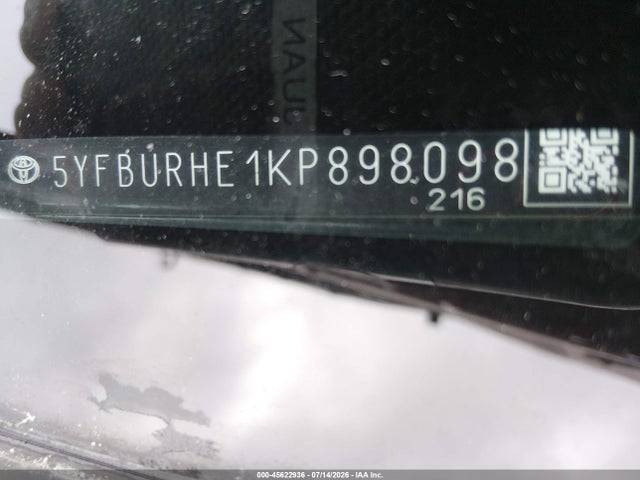 Продажа на аукционе авто 2019 Toyota Corolla Le, vin: 5YFBURHE1KP898098, номер лота: 45622936