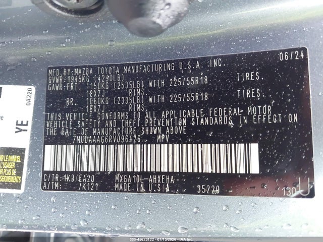 Aukcja sprzedaży 2024 Toyota Corolla Cross Xle, vin: 7MUDAAAG6RV096426, numer aukcji: 45623122