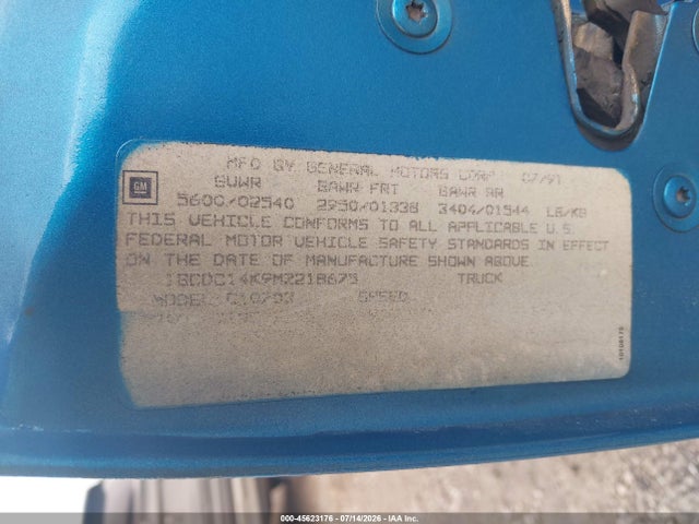 Продажа на аукционе авто 1991 Chevrolet Gmt-400 C1500, vin: 1GCDC14K9MZ218675, номер лота: 45623176