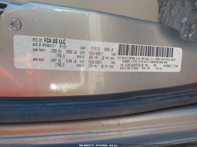 2015 Chrysler Town & Country Touring მანქანა იყიდება აუქციონზე, vin: 2C4RC1BG0FR752178, აუქციონის ნომერი: 45623177