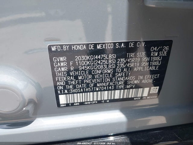 Продаж на аукціоні авто 2026 Acura Adx A-spec, vin: 3HDSA1H57TM704143, номер лоту: 45623427