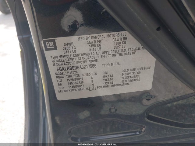 2010 Buick Enclave 1xl მანქანა იყიდება აუქციონზე, vin: 5GALRBED5AJ217566, აუქციონის ნომერი: 45623493