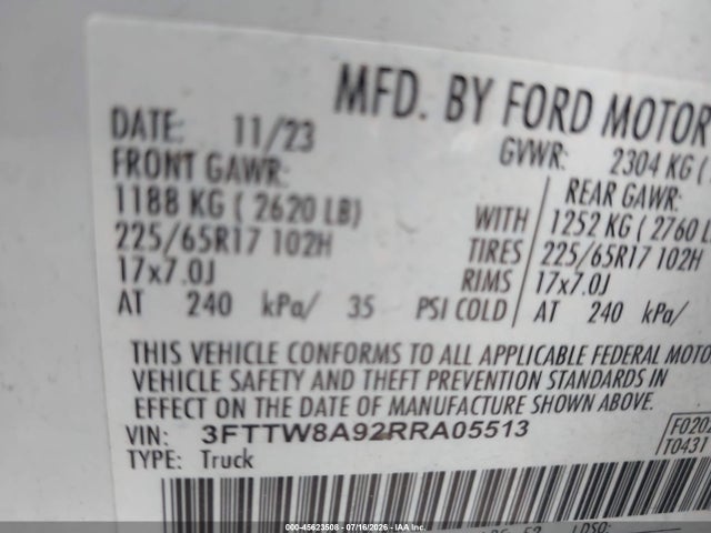 Ford Maverick Xl 2024 3FTTW8A92RRA05513 Image 9