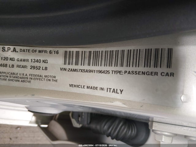 ZAM57XSA9H1196425 Maserati Ghibli