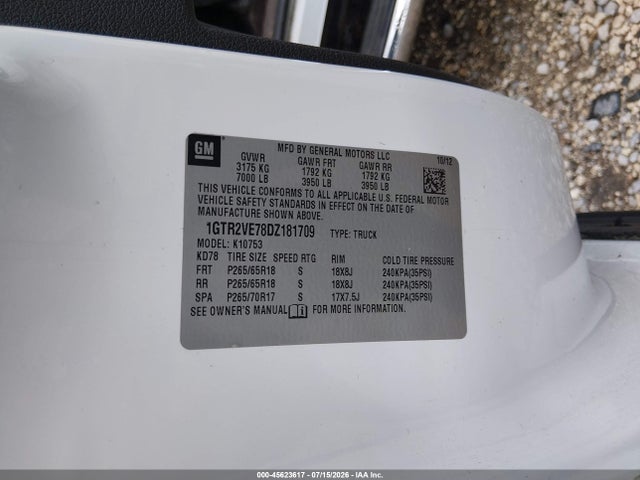 45623617 :رقم المزاد ، 1GTR2VE78DZ181709 vin ، 2013 Gmc Sierra 1500 Sle مزاد بيع
